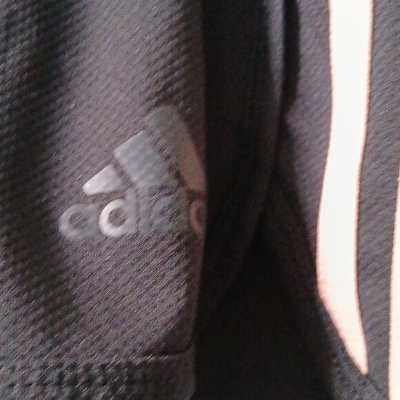 Adidas black workout shorts with pink side stripes drawstring waist Sz L - Picture 4 of 7